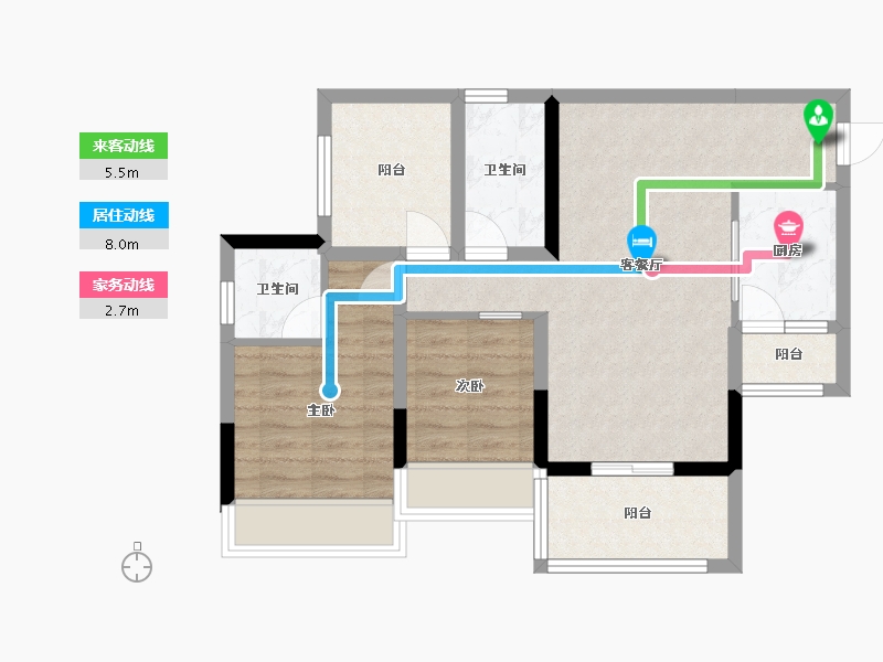 广东省-江门市-丽日·宏都华庭-76.00-户型库-动静线