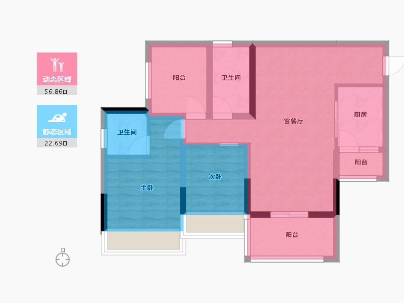 广东省-江门市-丽日·宏都华庭-76.00-户型库-动静分区