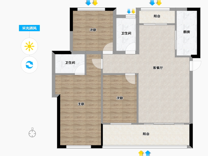 贵州省-毕节市-万晟阳光城-101.50-户型库-采光通风