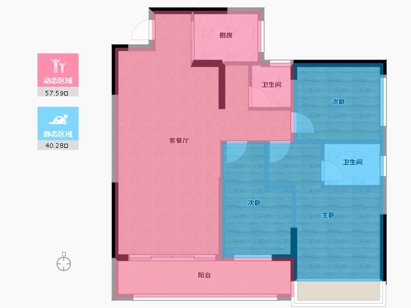 贵州省-遵义市-绿城月映江南-87.91-户型库-动静分区