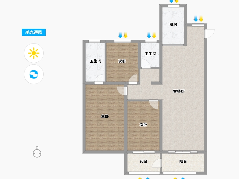 山东省-淄博市-龙泉家园悦景台-115.04-户型库-采光通风