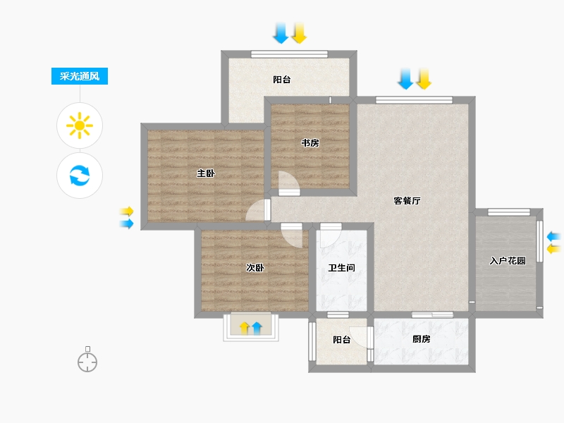 山西省-忻州市-滨河花园-96.45-户型库-采光通风