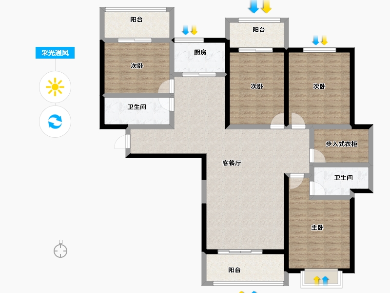 河南省-新乡市-太阳城Ⅲ期水岸清华-143.13-户型库-采光通风