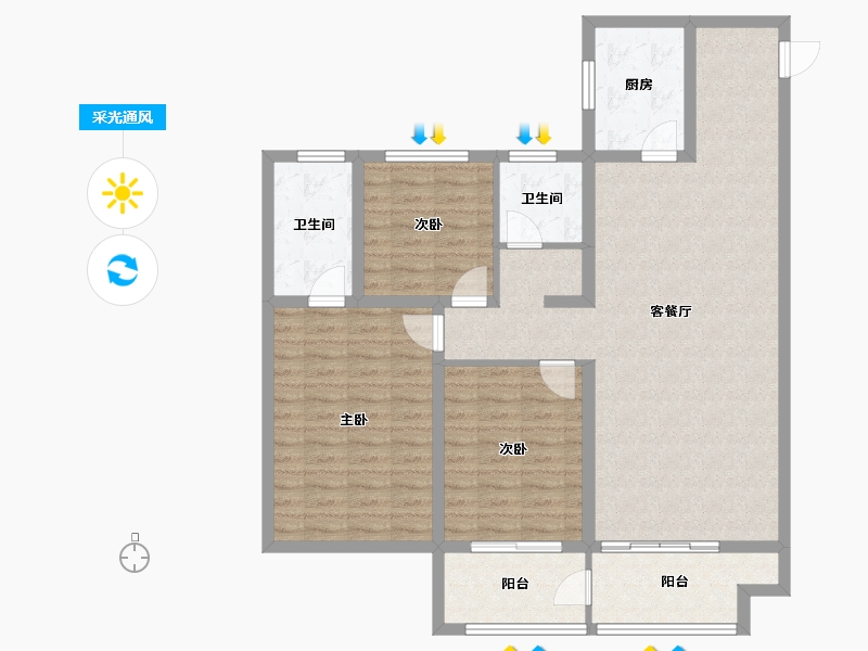 山东省-淄博市-龙泉家园悦景台-109.99-户型库-采光通风