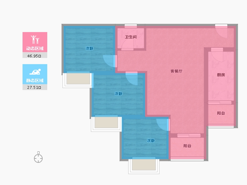 贵州省-遵义市-兴茂财富中心-65.36-户型库-动静分区