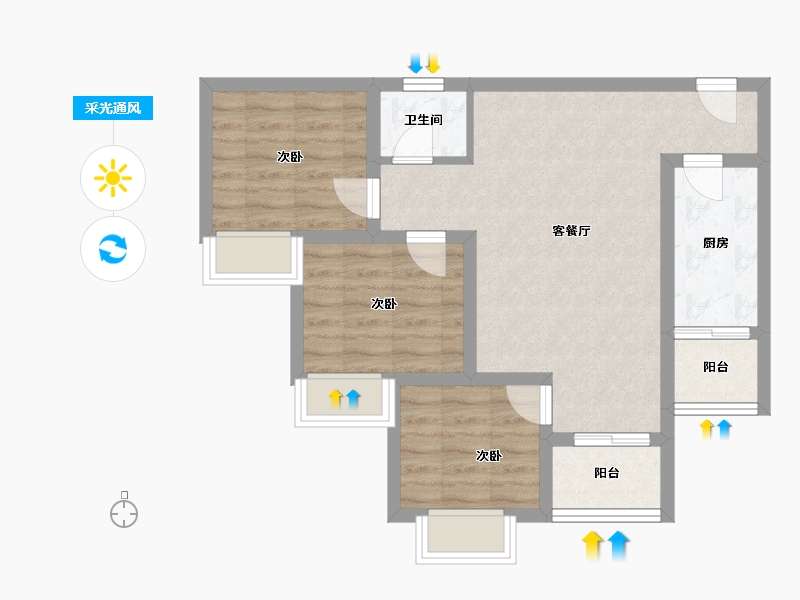 贵州省-遵义市-兴茂财富中心-65.36-户型库-采光通风