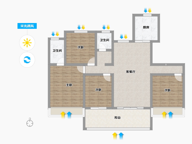 河南省-新乡市-金融街-113.34-户型库-采光通风