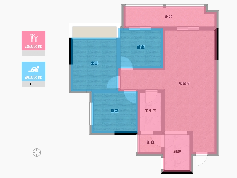 四川省-雅安市-正黄领地翡翠公园-71.48-户型库-动静分区