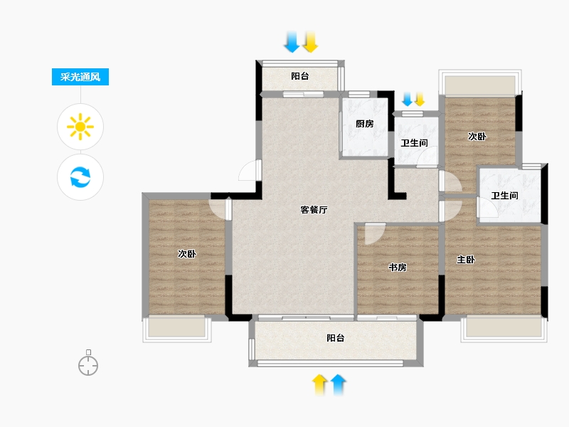 贵州省-遵义市-万达生态城-116.80-户型库-采光通风