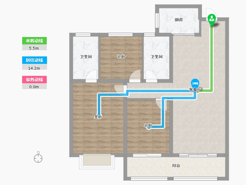 山东省-淄博市-龙泉家园悦景台-101.30-户型库-动静线