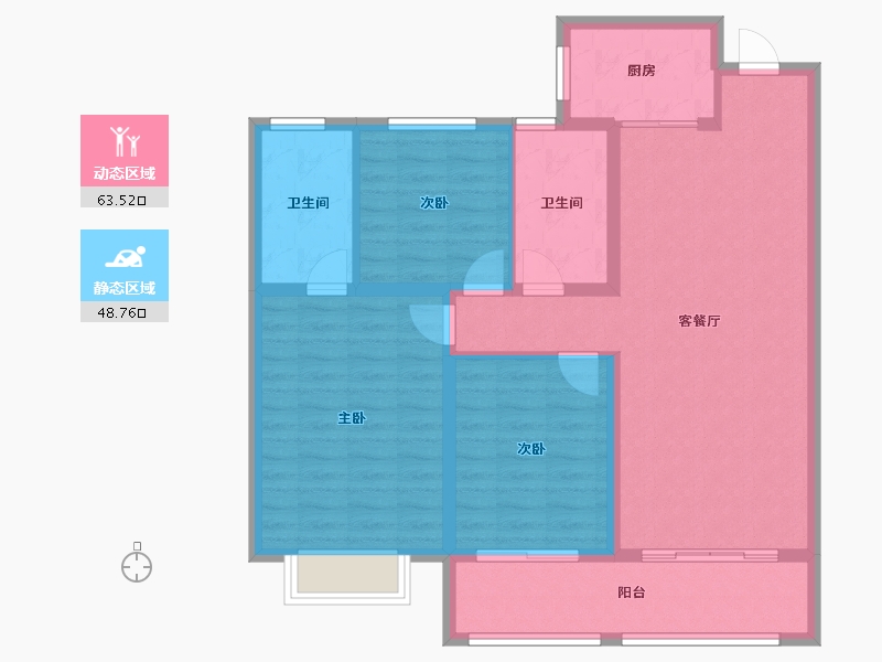 山东省-淄博市-龙泉家园悦景台-101.30-户型库-动静分区