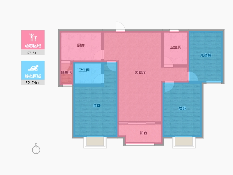 陕西省-宝鸡市-盛世锦园-102.29-户型库-动静分区