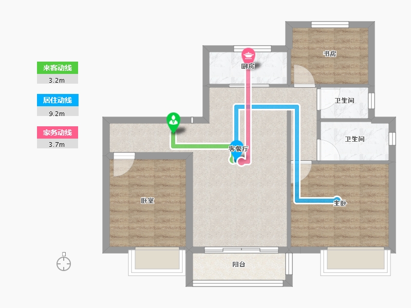 陕西省-渭南市-富平龙记檀府-67.74-户型库-动静线