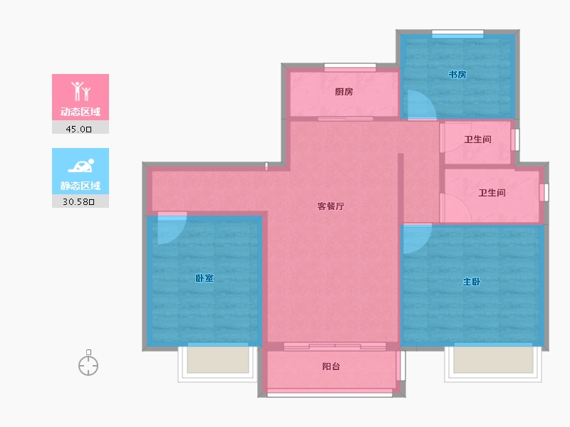 陕西省-渭南市-富平龙记檀府-67.74-户型库-动静分区