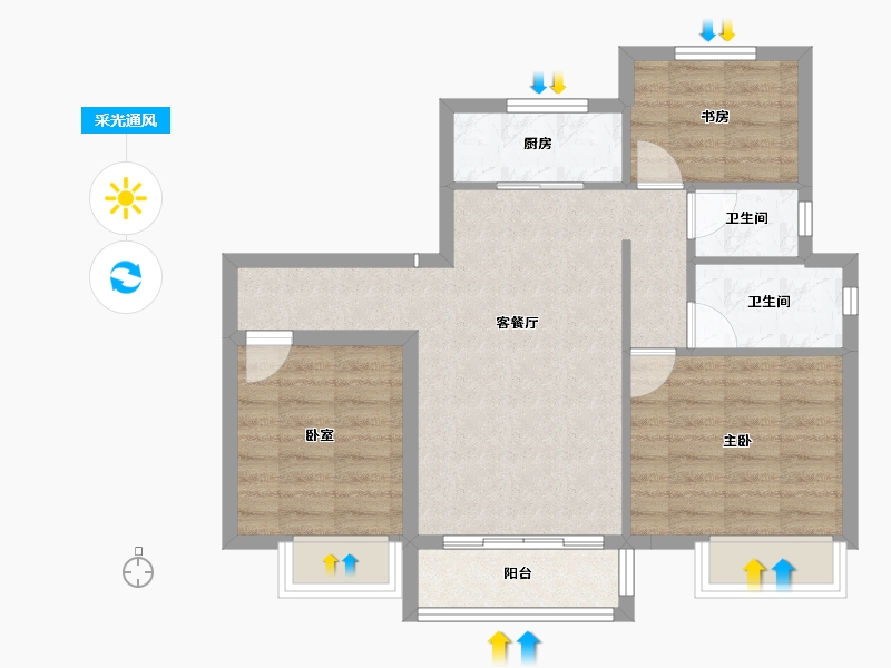 陕西省-渭南市-富平龙记檀府-67.74-户型库-采光通风