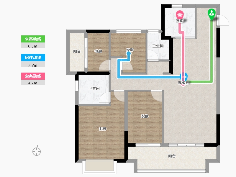 安徽省-安庆市-文德桐国府-100.07-户型库-动静线