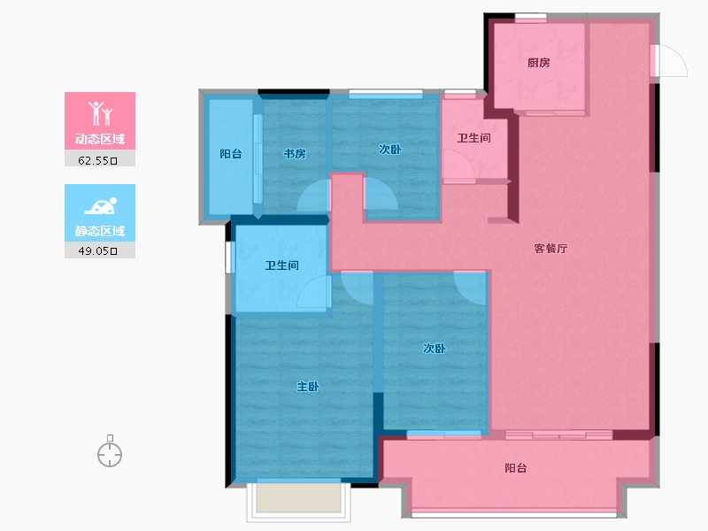 安徽省-安庆市-文德桐国府-100.07-户型库-动静分区