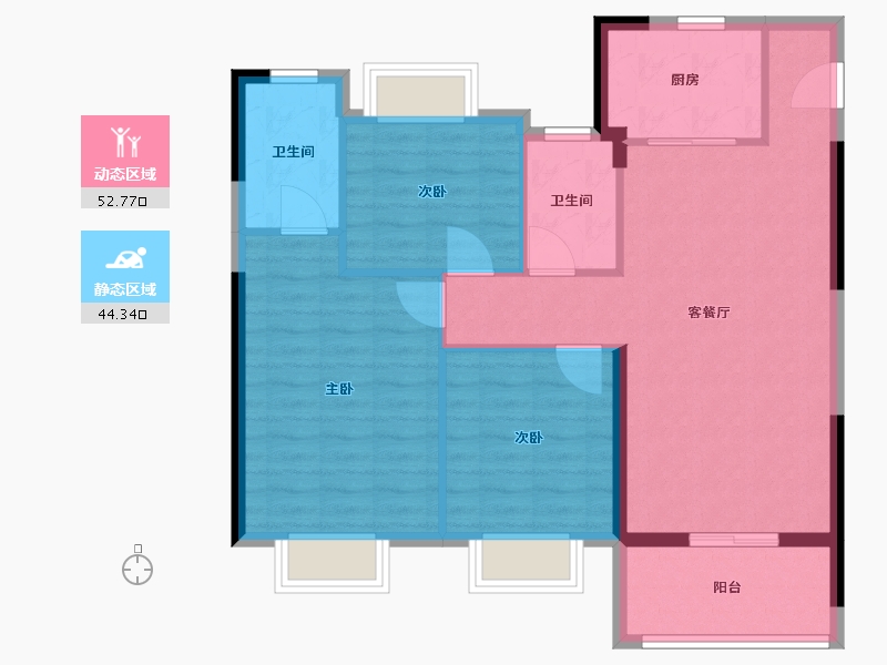 湖北省-鄂州市-合景梧桐四季-88.00-户型库-动静分区