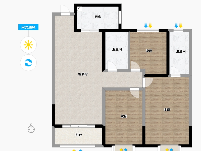 山西省-忻州市-​天和熙悦府-107.31-户型库-采光通风