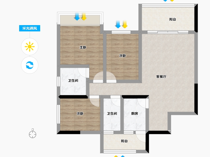 四川省-雅安市-青江华府-86.38-户型库-采光通风