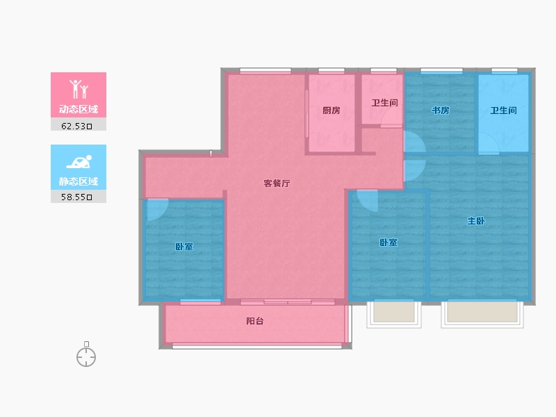 陕西省-渭南市-富平龙记檀府-110.30-户型库-动静分区