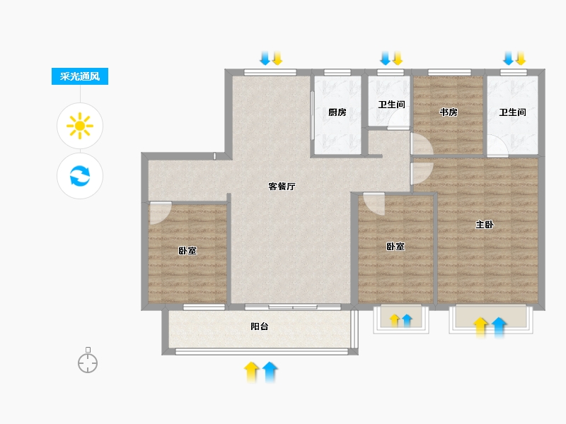 陕西省-渭南市-富平龙记檀府-110.30-户型库-采光通风