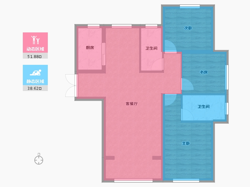 内蒙古自治区-鄂尔多斯市-祥和爱琴堡-80.98-户型库-动静分区