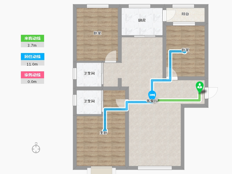 内蒙古自治区-鄂尔多斯市-阳光佳苑-84.47-户型库-动静线