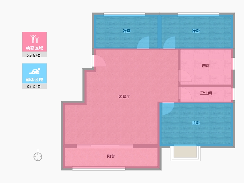 陕西省-宝鸡市-盛世锦园-84.75-户型库-动静分区