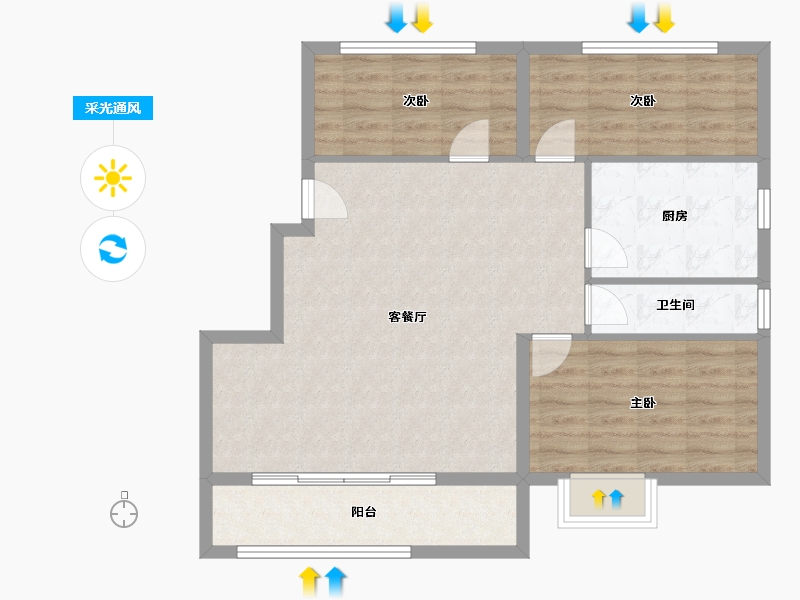 陕西省-宝鸡市-盛世锦园-84.75-户型库-采光通风