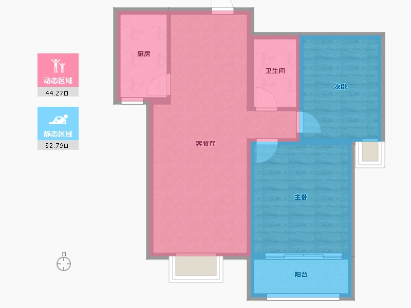 山西省-忻州市-滨河花园-68.83-户型库-动静分区