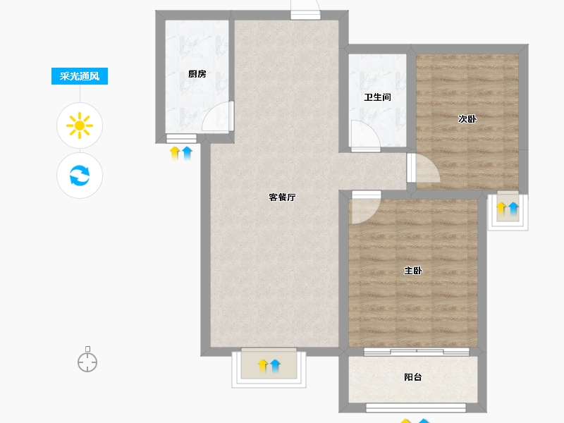 山西省-忻州市-滨河花园-68.83-户型库-采光通风