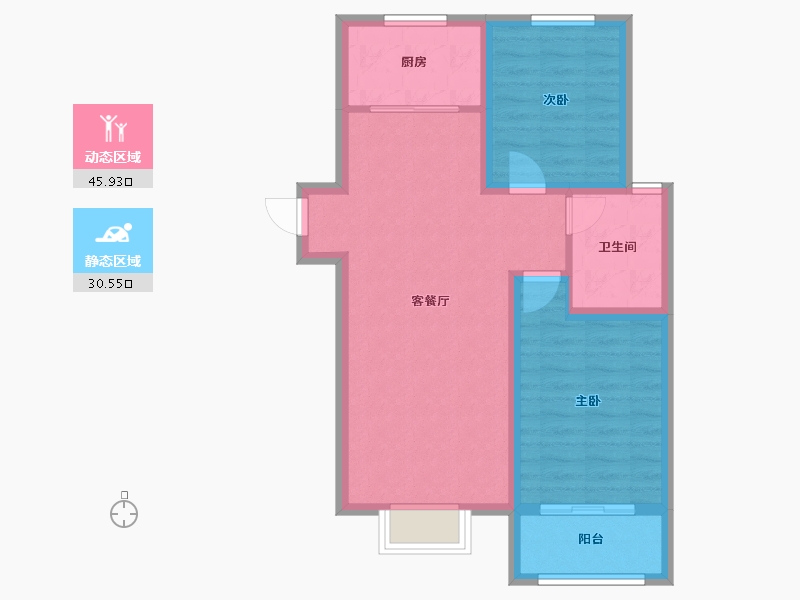 山西省-忻州市-滨河花园-68.34-户型库-动静分区