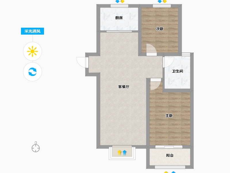 山西省-忻州市-滨河花园-68.34-户型库-采光通风