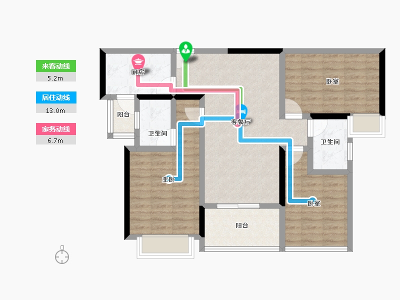 四川省-雅安市-正黄翡翠台-84.62-户型库-动静线