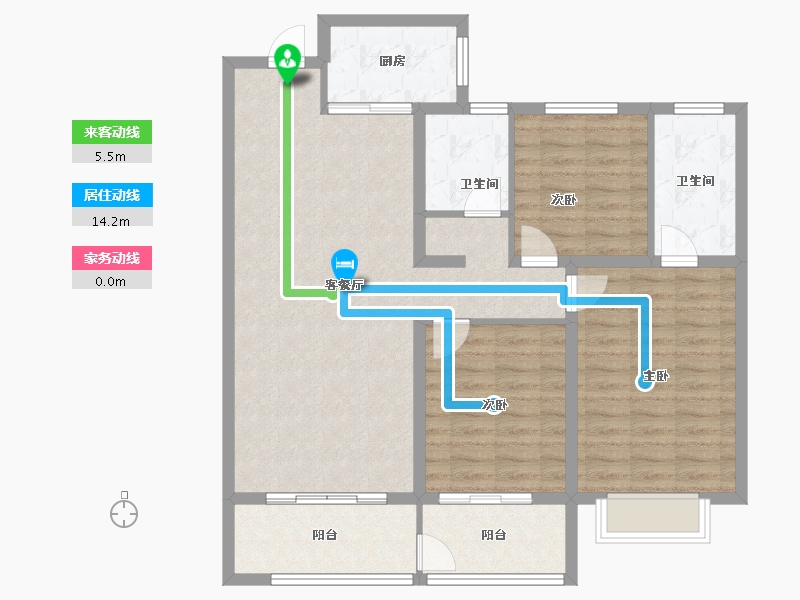 山东省-淄博市-龙泉家园悦景台-102.86-户型库-动静线