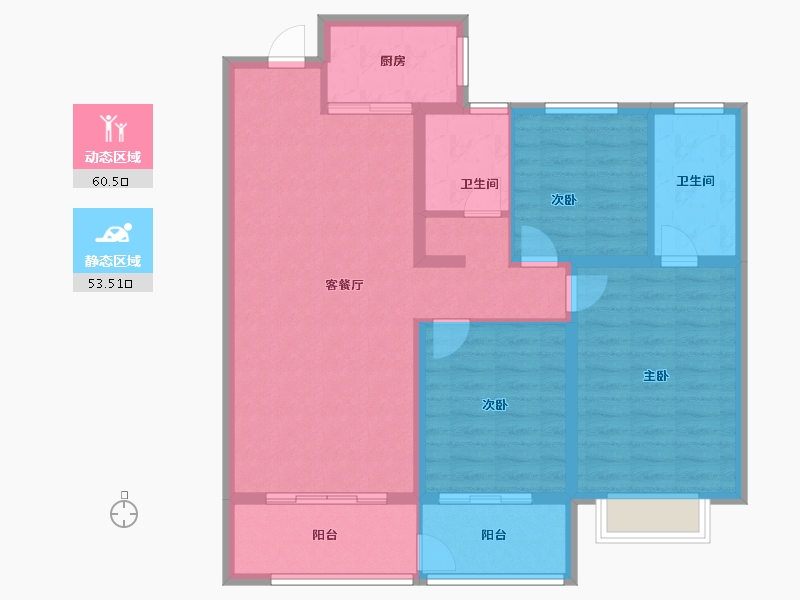 山东省-淄博市-龙泉家园悦景台-102.86-户型库-动静分区