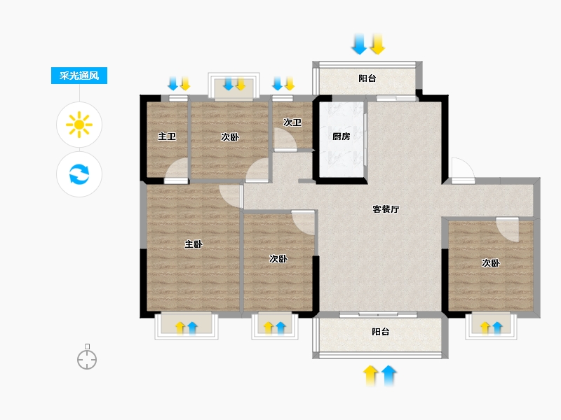 湖北省-宜昌市-碧桂园城央壹品-114.29-户型库-采光通风