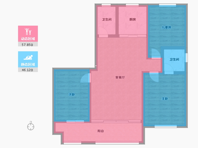 山东省-潍坊市-临朐恒信天悦小区-94.98-户型库-动静分区