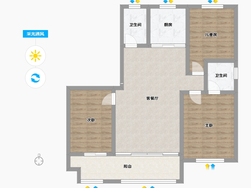 山东省-潍坊市-临朐恒信天悦小区-94.98-户型库-采光通风