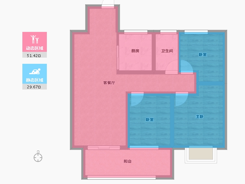 陕西省-渭南市-富平龙记檀府-71.20-户型库-动静分区