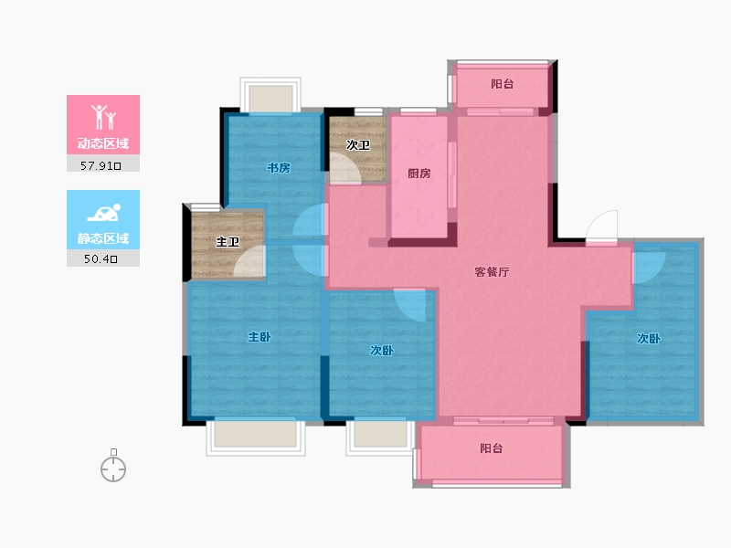 湖北省-宜昌市-招商·依云水岸-104.24-户型库-动静分区