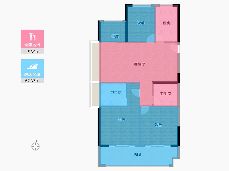 江苏省-淮安市-洪泽碧桂园江山府-103.95-户型库-动静分区