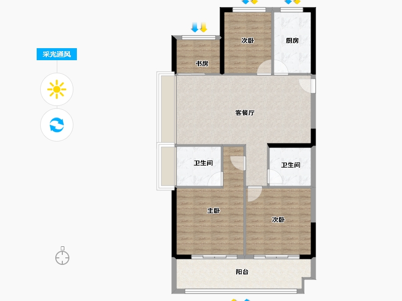 江苏省-淮安市-洪泽碧桂园江山府-103.95-户型库-采光通风