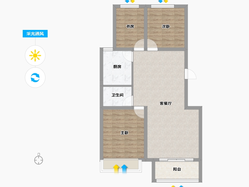 河北省-石家庄市-水韵华庭-74.88-户型库-采光通风