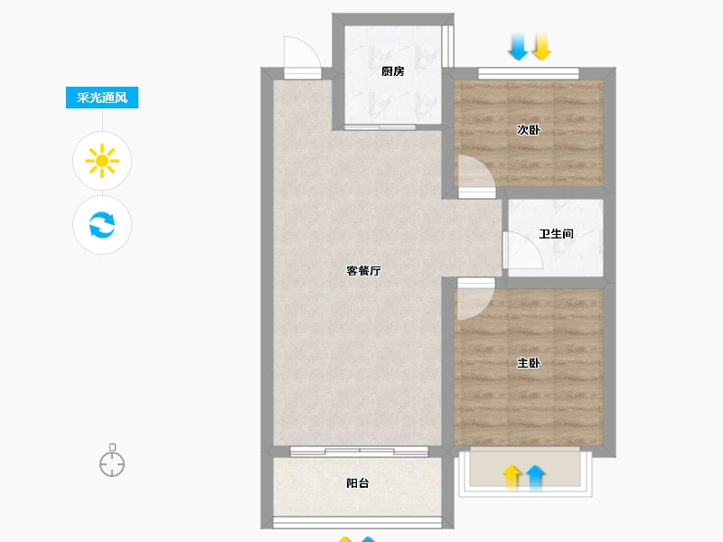 河北省-石家庄市-水韵华庭-58.39-户型库-采光通风