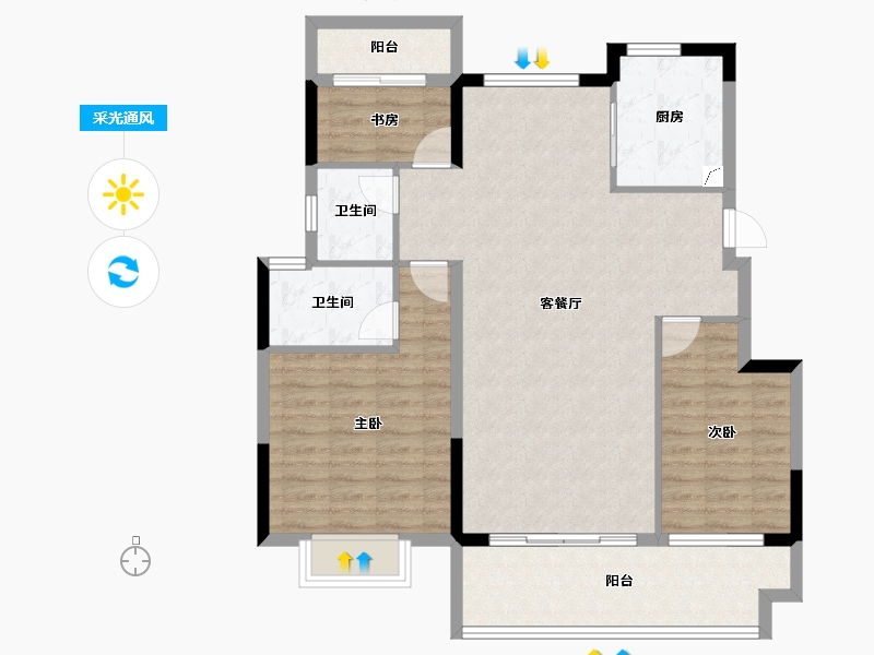 安徽省-安庆市-文德桐国府-98.85-户型库-采光通风