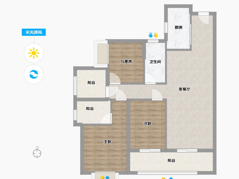 广东省-广州市-越秀和樾府-81.00-户型库-采光通风