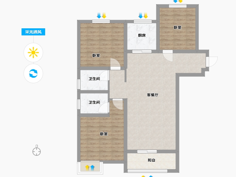 陕西省-西安市-启迪·大院儿-95.00-户型库-采光通风