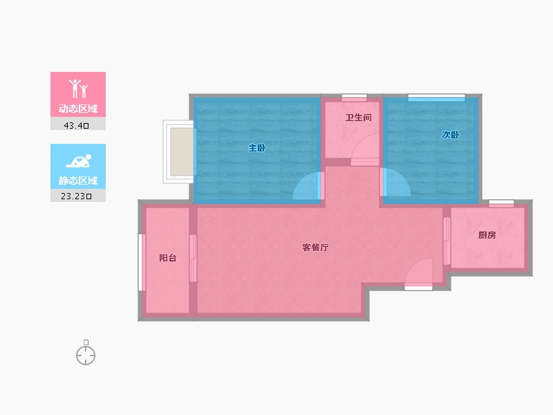 陕西省-宝鸡市-轩苑姜源华府-58.91-户型库-动静分区